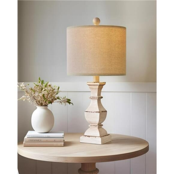 Farmhouse table lamp vintage rustic small bedside nightstand desk lamp decor - Picture 1 of 7